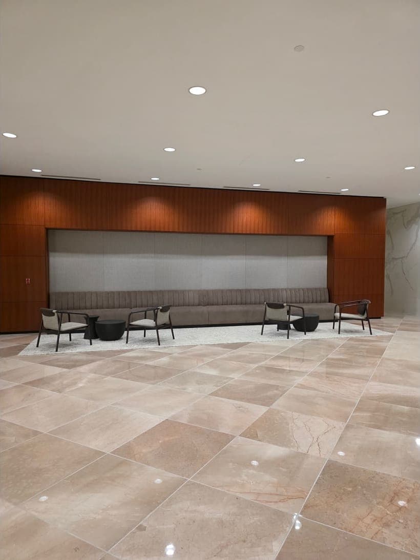 The CB Immigration Law office lobby in the Two American Center building on West End Avenue, Nashville